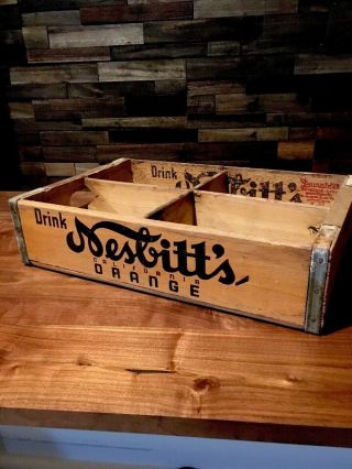 Vintage Nesbitt Orange Drink Soda Bottle Crate Wood Nesbitt 