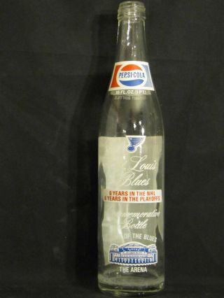 Pepsi - Cola St.  Louis Blues Commemorative Acl Soda Bottle 1974 16oz.