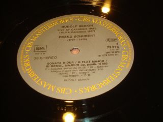 RUDOLF SERKIN Live at Carnegie Hall Dec14 1977 Piano Recital CBS 2LP NM Like 5