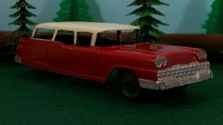 Early Vintage Metal Tootsie Ford Wagon Dark Red Cream Roof