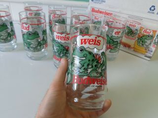 Set of 8 Budweiser Frog Glasses 1995 Official Anheuser Busch Product 3