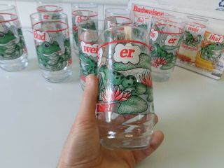 Set of 8 Budweiser Frog Glasses 1995 Official Anheuser Busch Product 4