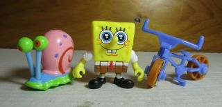 2012 Spongebob Squarepants 3 " Spongebob Gary Bicycle Figure Set Imaginext