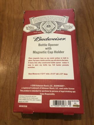 Budweiser Bottle Opener With Magnetic Cap Catcher Red 2