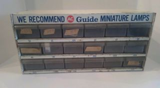 Vintage Ac Delco Guide Miniature Lamps Display Cabinet,  90 Bulbs - 18 Drawers