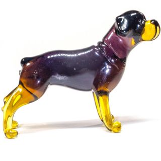 Rottweiler.  Glass Figurine.  Murano Art.  Miniature Dog Handmade.  See Video