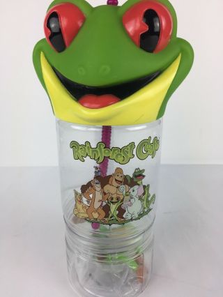 Rainforest Cafe Frog 16 Oz.  Cups Bottles with Snack Holder and toy 2