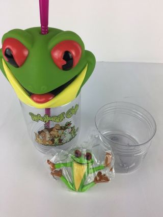 Rainforest Cafe Frog 16 Oz.  Cups Bottles with Snack Holder and toy 5