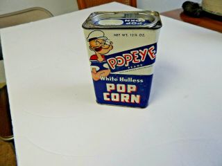Vintage Popeye Popcorn Tin Hard To Find Blue Can