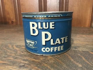 Rare Vintage Antique Tin Can Blue Plate Coffee 1 Lb Orleans Atlanta Richmond