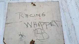 Vintage WEST VIEW AMUSEMENT PARK - Hand painted sign off of RACING WHIPPET 2