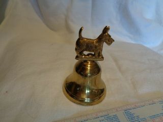 Vintage Scottie Dog Brass Bell With Standing Dog On Top Wonderful
