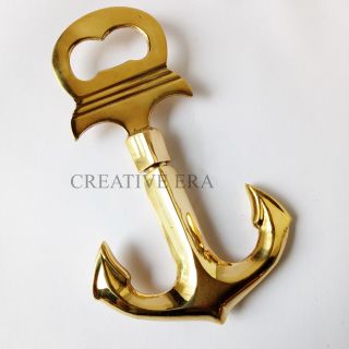 Solid Brass Anchor Bottle Opener Handmade Nautical Decor Paper Weight Gift Style