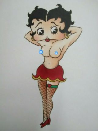 Betty Boop Print 8.  5x11 " Color Art Sketch Card Drawing Comic Parrish Woman Pinup