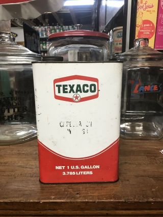 Vintage Texaco 1 Gallon Oil Can Sign Standard Esso Sinclair Shell Mobil Havoline