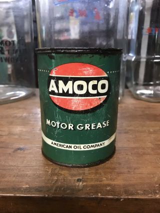 Vintage Amoco Motor Grease Can Oil Sign Standard Esso Sinclair Shell Texaco Stp