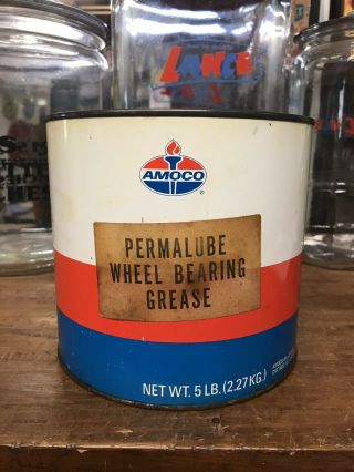 Vintage Amoco Grease Oil Can (full) Sign American Standard Esso Humble Sinclair