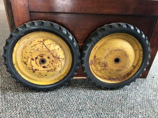 2 John Deere Pedal Tractor Wheels Tires Rims Metal Rear Wheels 12 X1.  75