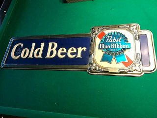 Vintage Pabst Blue Ribbon Flat Beer Sign (40 " By 13 1/2 ")