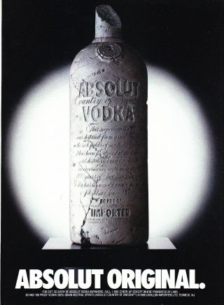 1989 Absolut Vodka Bottle Sculpture Photo Vintage Promo Print Ad