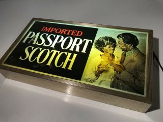 Vintage Passport Scotch Whiskey Light Up Sign 1970s Retro Cool Liquor 16x9x2.  75”