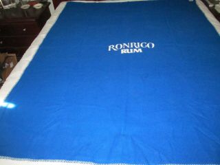 vintage RONRICO RUM FARIBO wool blanket blue travel car picnic couch throw EC 2