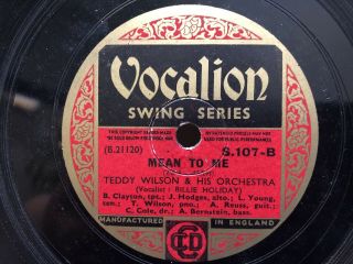 ’vocalion’ Uk 78rpm: Blues: Billie Holiday: Mean To Me