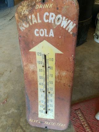 Vtg 1952 Rc Royal Crown Cola Advertising Thermometer Sign Soda Pop 26”