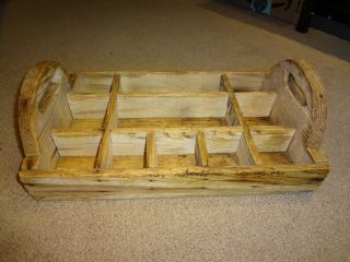 Vintage Rustic Hand Made Wooden Divided Box Wood Crate Sections Old Shadowbox