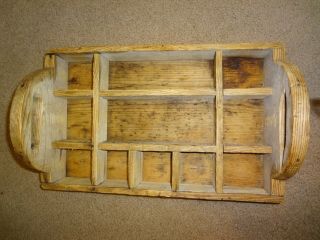 Vintage Rustic Hand Made Wooden Divided Box Wood Crate Sections Old Shadowbox 5