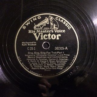 Rare 78 Rpm Benny Goodman Sing Sing Sing 12 " Victor 36205 Swing Ee - Conditon