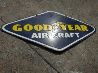 Porcelain Goodyear Aircraft Enamel Sign - 10 X 18 Inch Double Sided