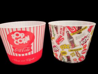 Coca - Cola Set Of 2 Popcorn Buckets Pop - Art And Classic Patterns -