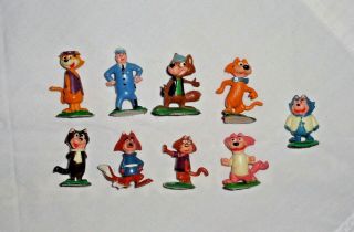 Xrare - Vintage 1960 Hanna Barbera 1.  5 " Top Cat&ding A Ling Wolfs - Complete Set