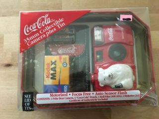 Vintage Coca Cola 35mm Collectible Bear Camera W Tin & Film In Package Coke