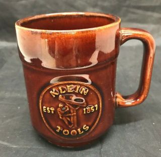 Klein Tools Lineman Coffee Cup Mug 125th Anniversary Vintage 1982 Brown