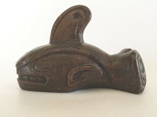 Vintage Haida Killer Whale Pottery Wood Look Figurine Pacific Nw