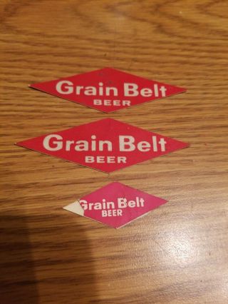Vtg 1960s Grain Belt Beer 3 Small Sticker Logo Signs (nos) Old Stock Mn