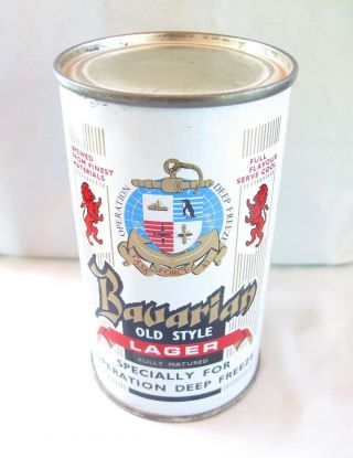 Vtg Bavarian Old Style Lager For Operation Deep Freeze Flat Top Beer Can