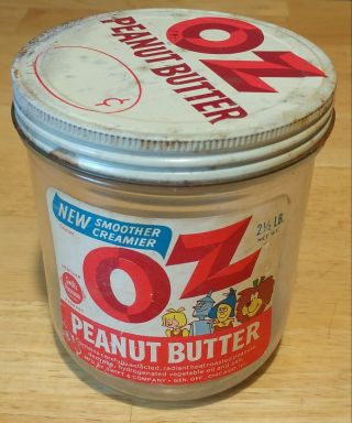Vintage Wizard Of Oz Peanut Butter Jar Empty Label Lid Swift 