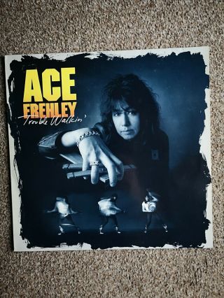 Ace Frehley 1 X Vinyl Trouble Walking Megaforce 1989 Kiss Vg,  /ex,