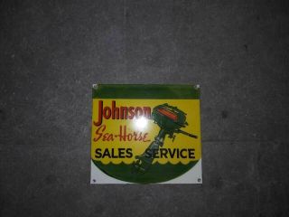 Porcelain Johnson Sea - Horse Enamel Sign Size 10 " X 9 " Inches Pre - Owned