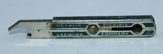 Vintage Roxalin Flexible Lacquer Co.  Retractable Slide Beer Can Bottle Opener