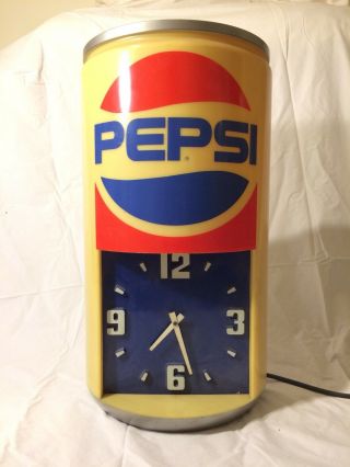 Large Vintage Pepsi Cola Can Electric Light Up Wall Clock