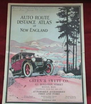 Vintage 1925 Auto Route Distance Atlas Of England Adv By Green & Sweet Co.