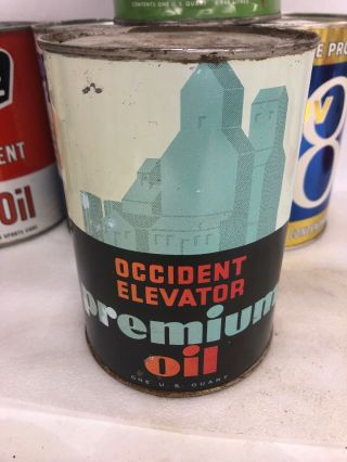 Vintage Quart Occident Elevator Premium Metal Motor Oil Can