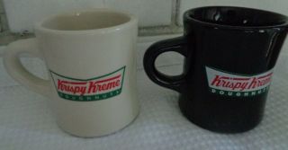 2 Krispy Kreme Doughnuts Coffee Mug Heavy 3 3/4 " Black White M Ware China