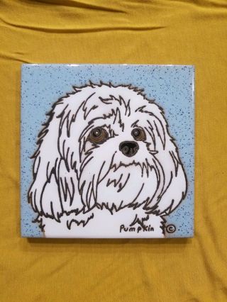Pumpkin Inc Dog Tile Maltese - Pad For Hot Items / Hanging Wall Art 6x6 "