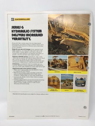 Vintage Caterpillar Motor Grader Hydraulics Advertising Brochure Series G 4