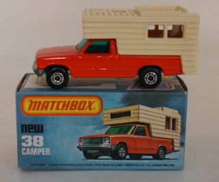 1970s Matchbox Red/white Camper Number 38 Mib Aa22